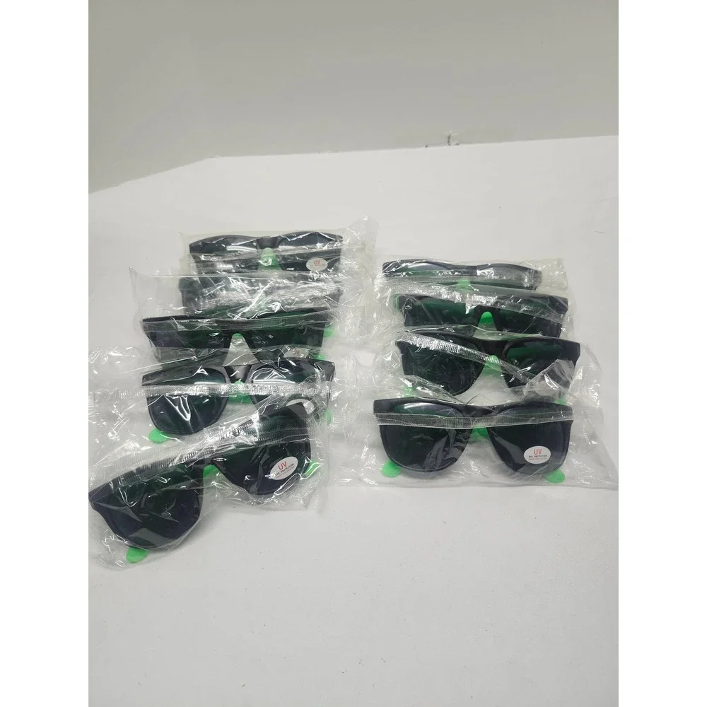 Lot of 9 UV Protection Sunglasses Black Neon Green Wayfarer Style Bulk Event